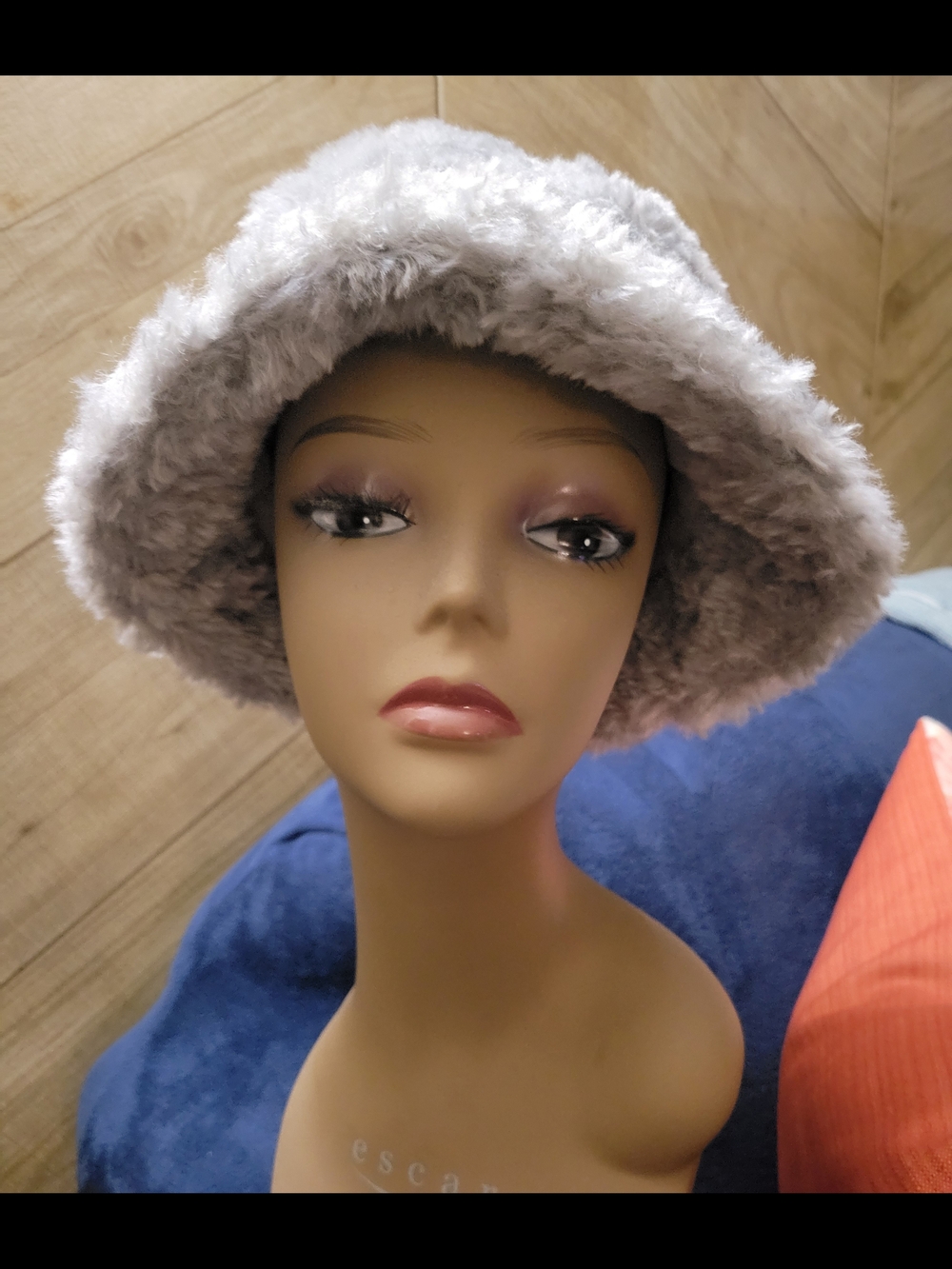 Mixit Plush Faux Fur Bucket Hat - Light Gray